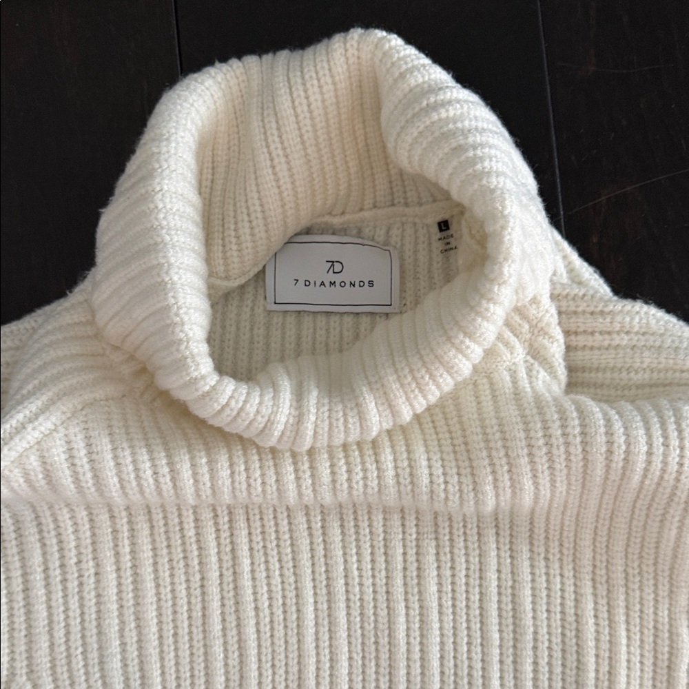 7 Diamonds Mens Cream Turtleneck Sweater